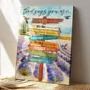 Christian Flower Field God Says You Are Bible Verse Canvas Print