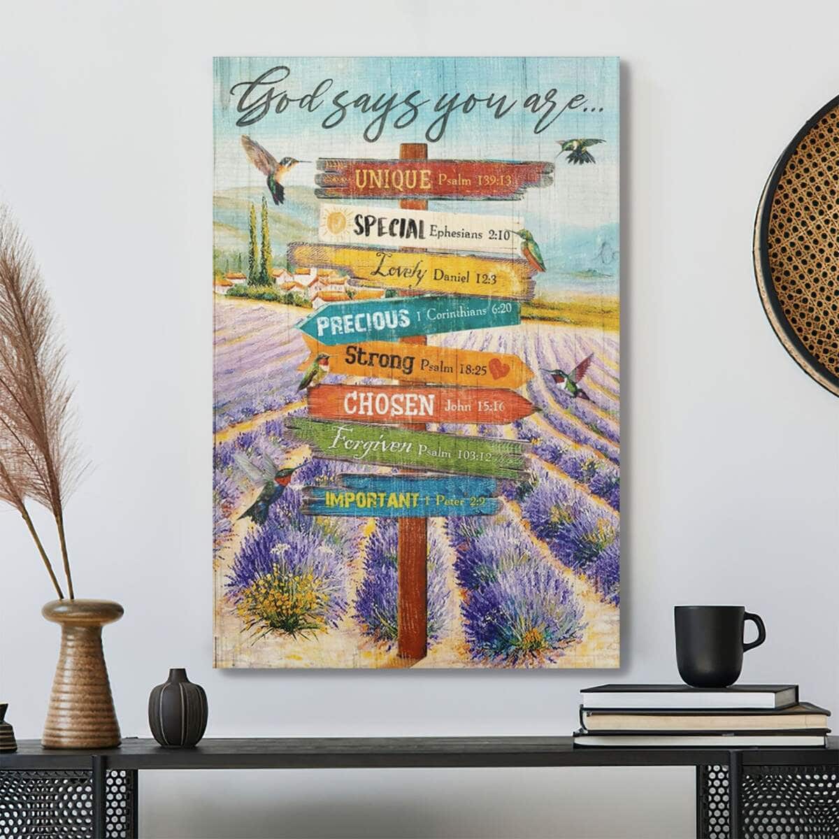 Christian Flower Field God Says You Are Bible Verse Canvas Print
