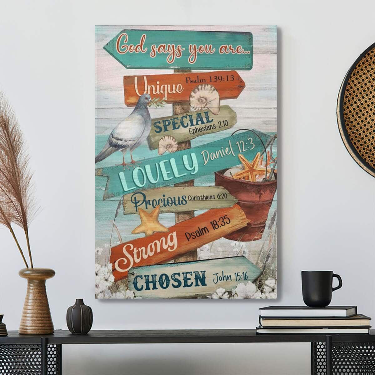 Christian God Says You Are Unique Precious Strong Bible Verse Canvas Print