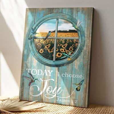 Christian Hummingbird Today I Choose Joy Bible Verse Canvas Print