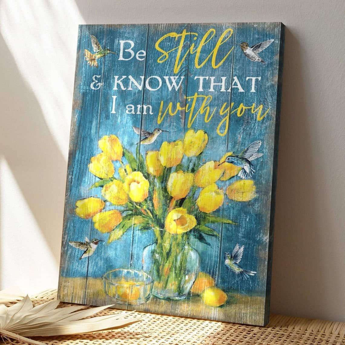 Christian Jesus Be Still And Know That I Am With You Flowers Canvas Print