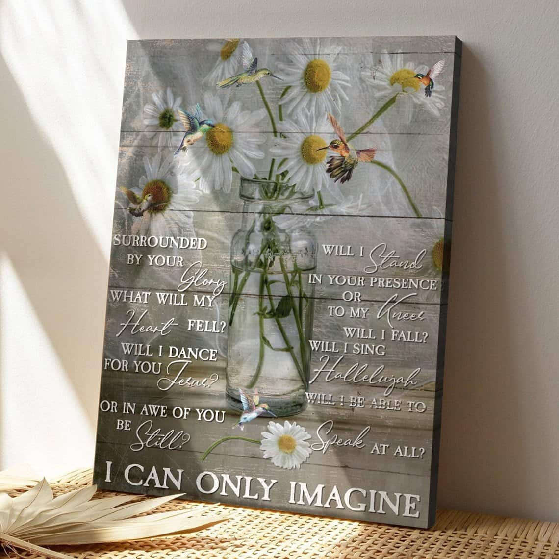 Christian Jesus Daisy And Hummingbird Bible Verse Canvas Print