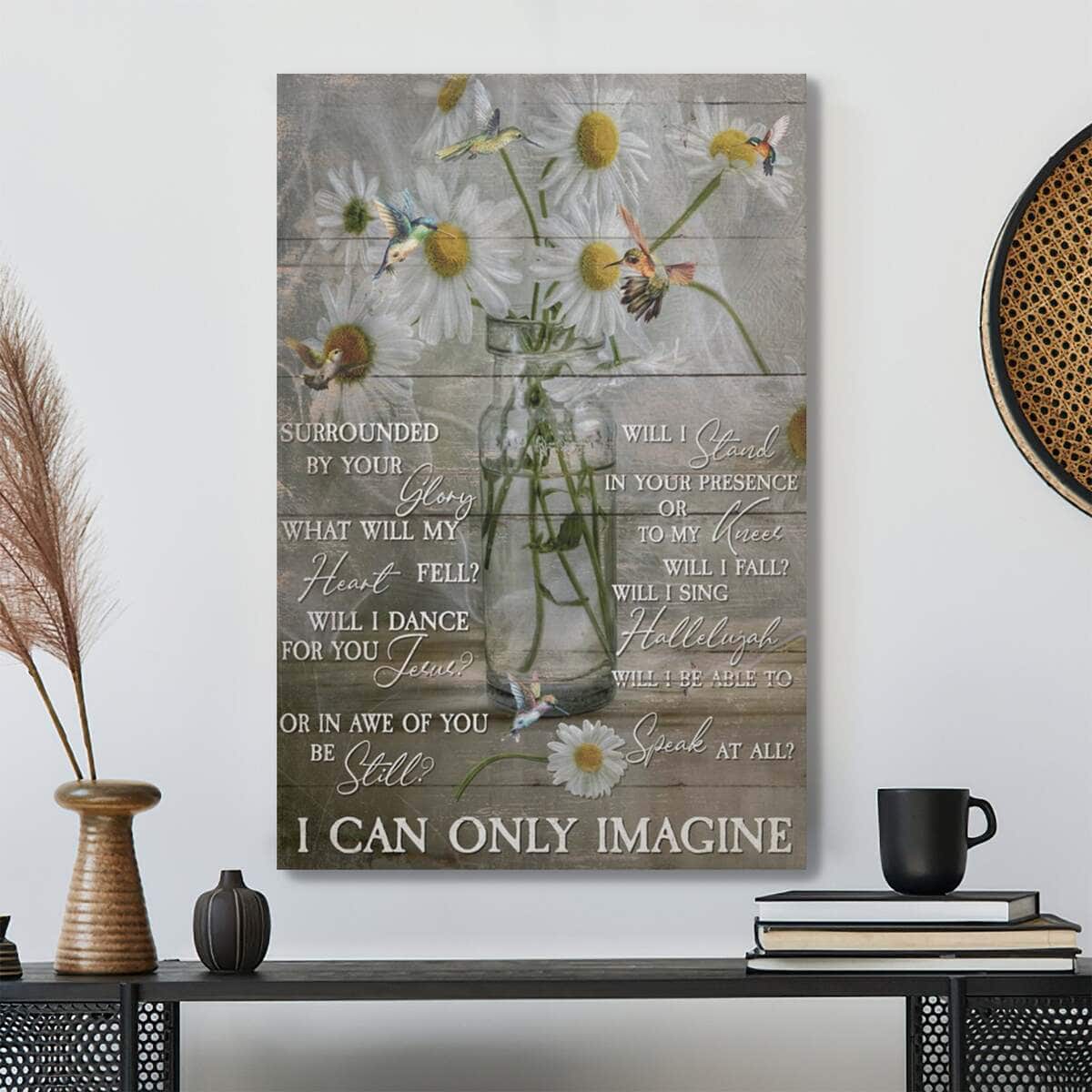 Christian Jesus Daisy And Hummingbird Bible Verse Canvas Print Christian Jesus Daisy And Hummingbird Bible Verse Canvas Print