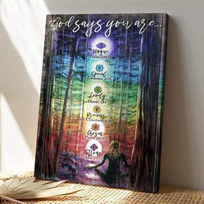 Christian Jesus God Says You Are Colorful Bible Verse Canvas Print