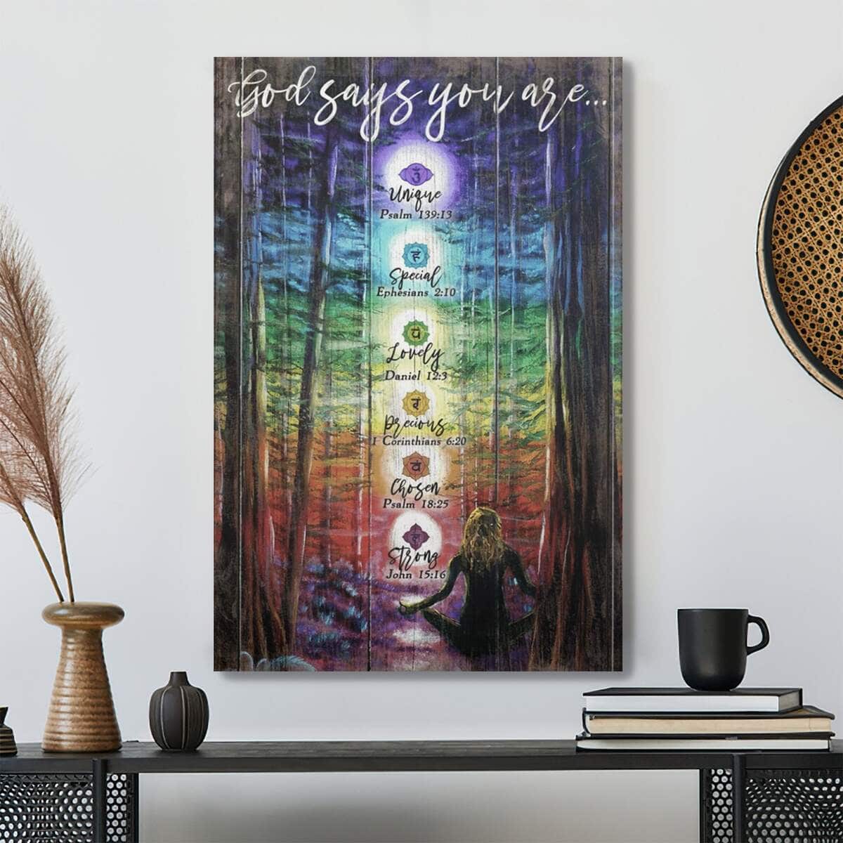 Christian Jesus God Says You Are Colorful Bible Verse Canvas Print