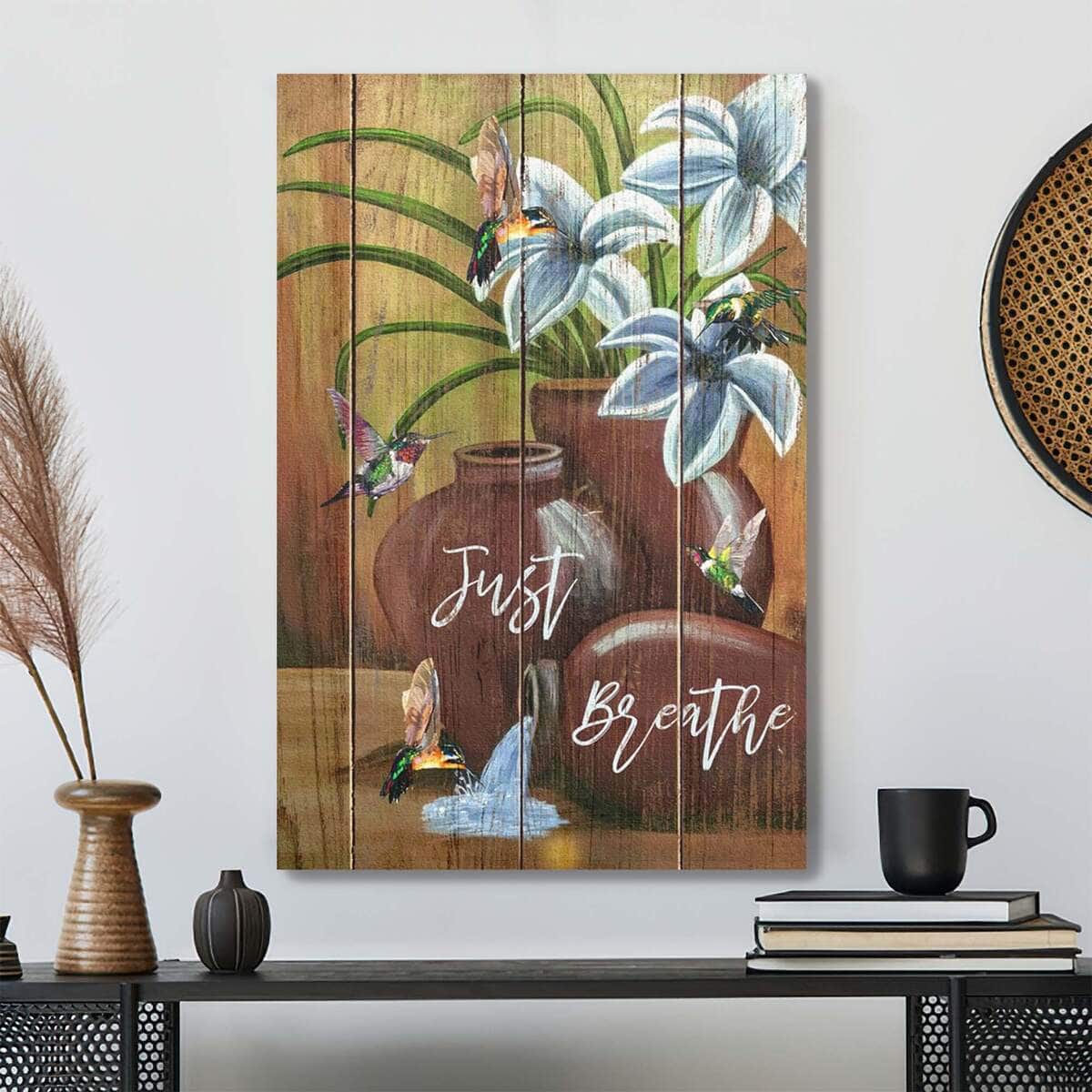 Christian Jesus Just Breathe Bible Verse Canvas Print