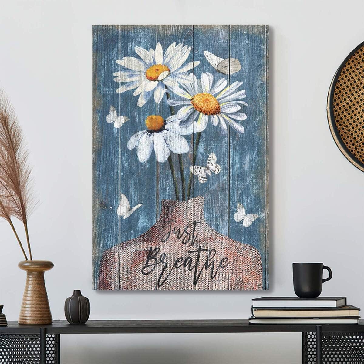 Christian Jesus Just Breathe Faith Bible Verse Canvas Print