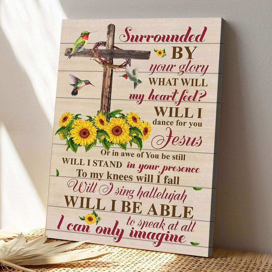 Bible Verse I Can Only Imagine Hummingbird Sunflower Cross Scripture Canvas Print