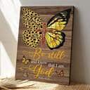Bible Verse Faith Cross Sunflower Butterfly Be Still Psalm 4610 Scripture Canvas Print