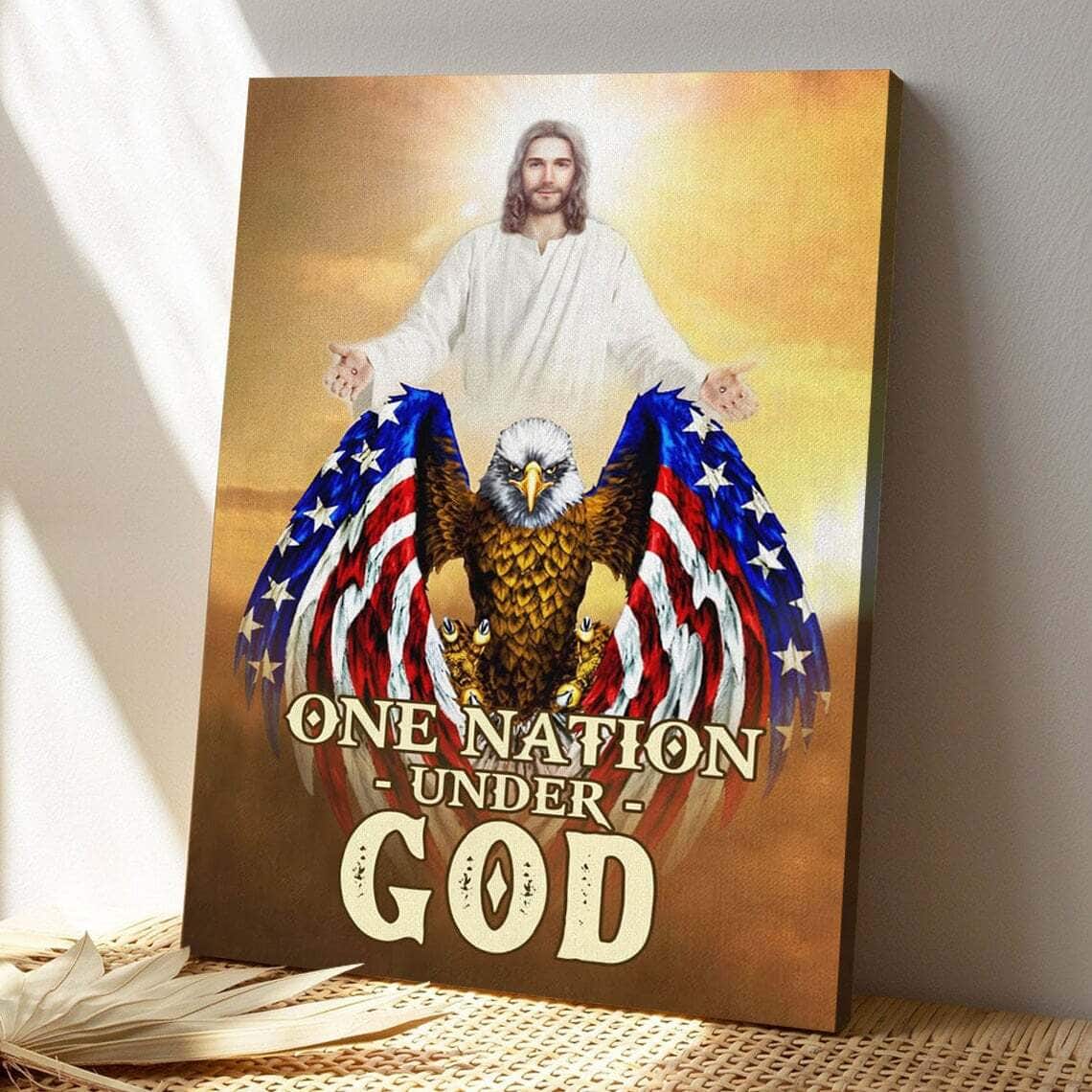 Bible Verse One Nation Under God Bald Eagle Jesus Christ Scripture Canvas Print Bible Verse One Nation Under God Bald Eagle Jesus Christ Scripture Canvas Print