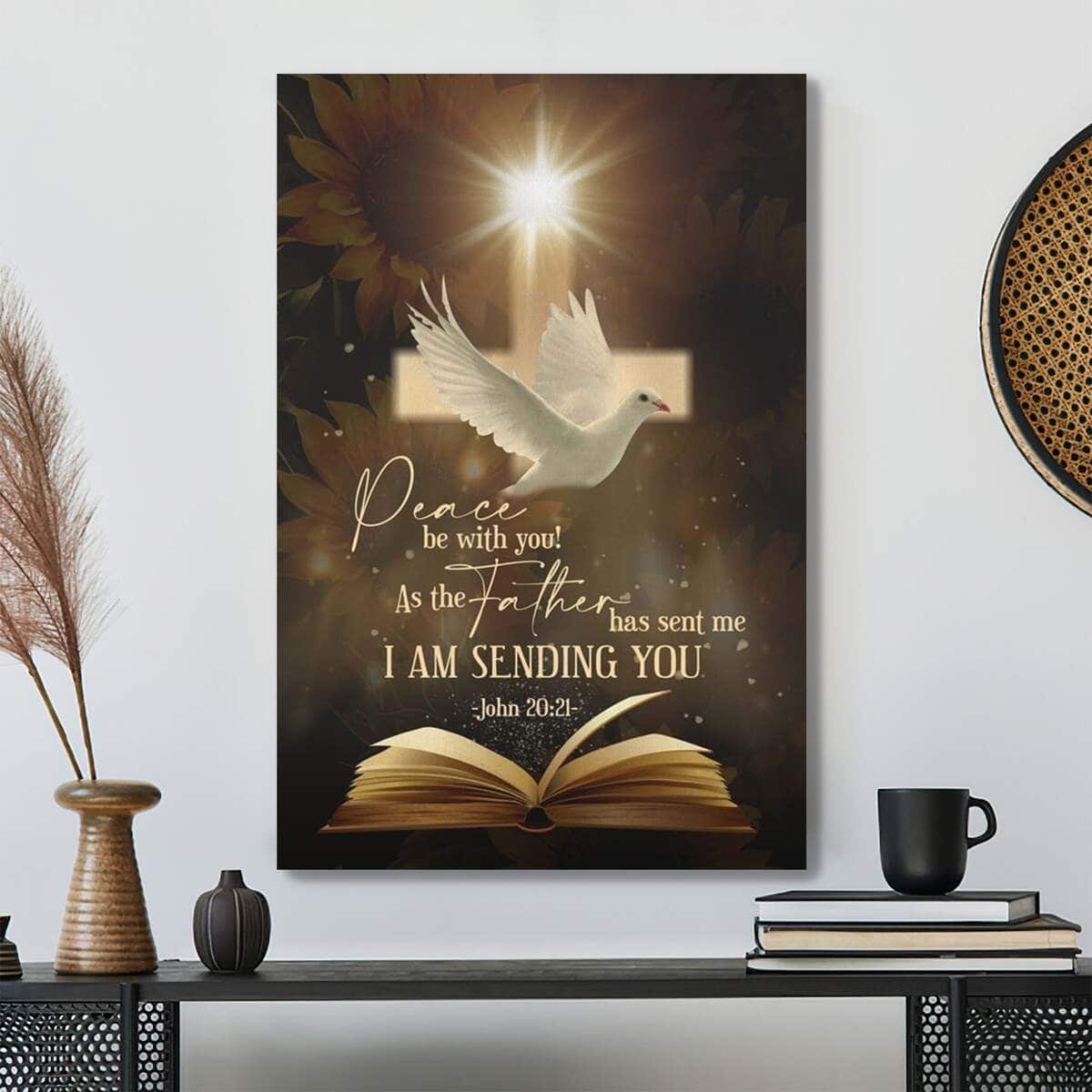 Bible Verse John Peace Be With You Scripture Canvas Print