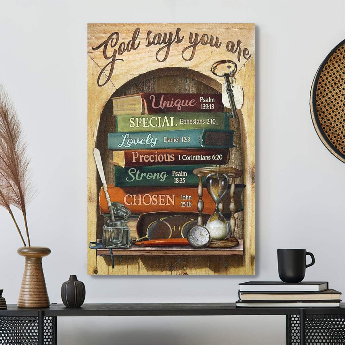 Book God Says You Are Bible Verse Canvas Print