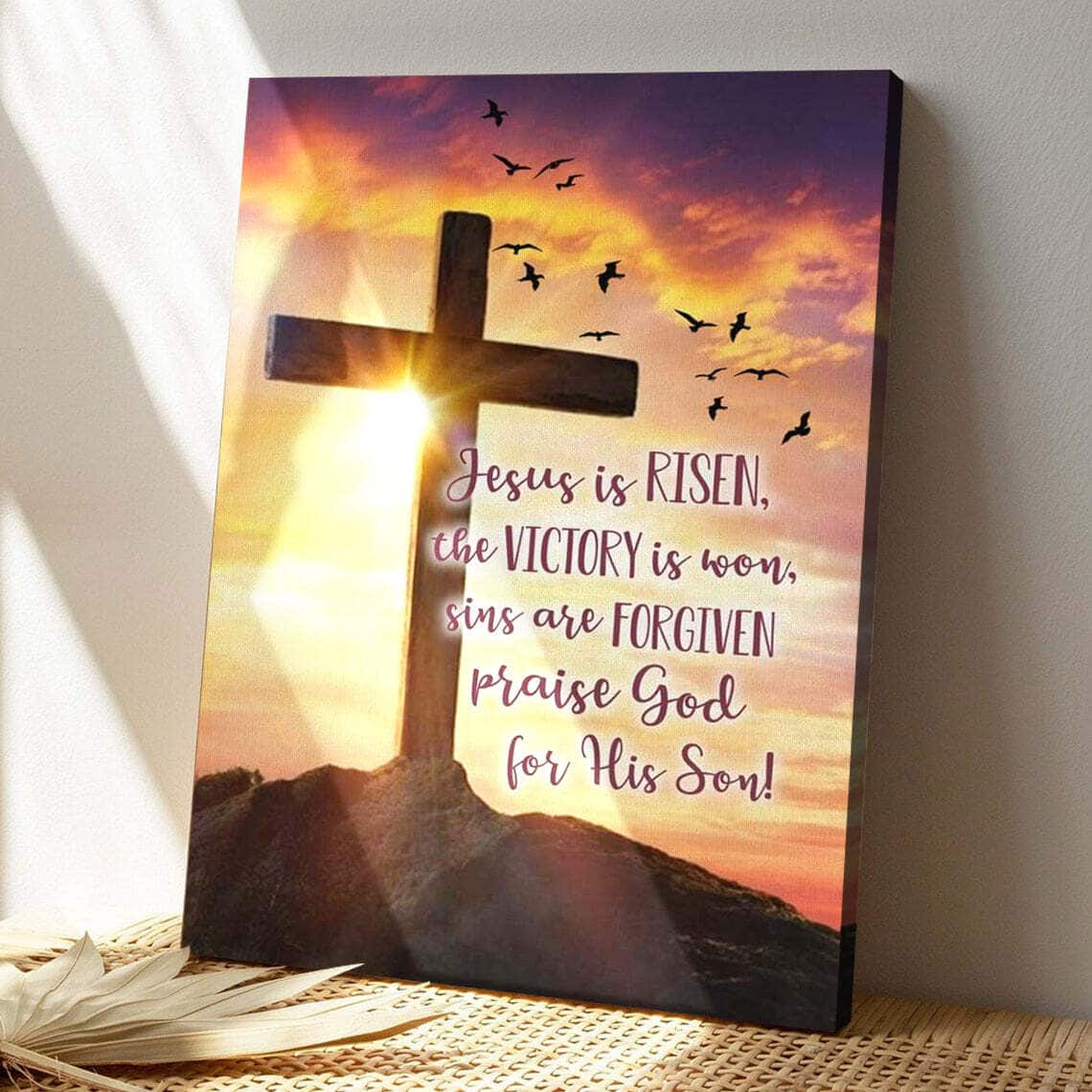 Jesus Is Risen The Victory Is Won Bible Verse Scripture Canvas Print