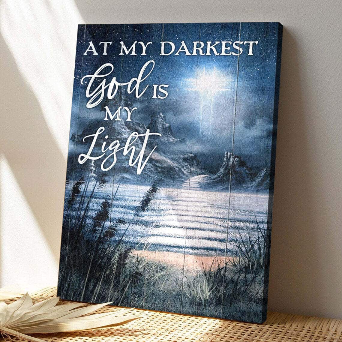 Path On Water At My Darkest God Is My Light Bible Verse Scripture Canvas Print Path On Water At My Darkest God Is My Light Bible Verse Scripture Canvas Print