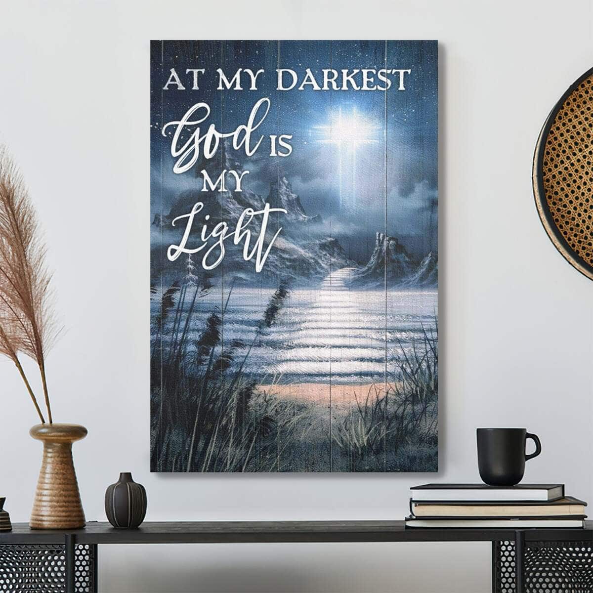 Path On Water At My Darkest God Is My Light Bible Verse Scripture Canvas Print Path On Water At My Darkest God Is My Light Bible Verse Scripture Canvas Print