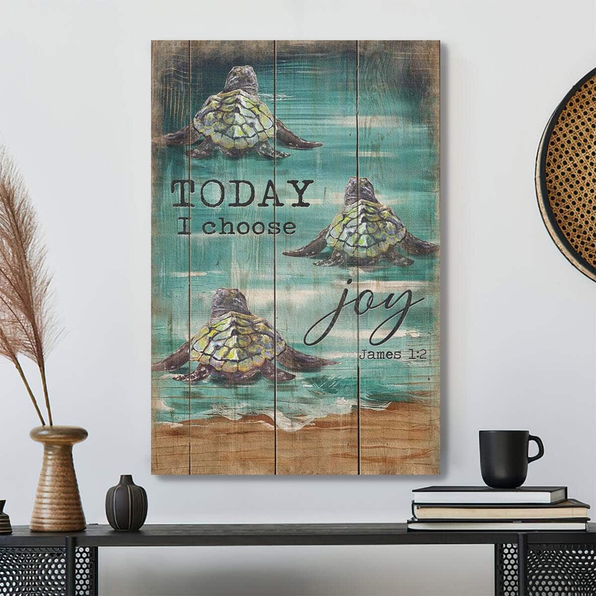 Bible Verse Turtle Today I Choose Joy Christian Canvas Print Bible Verse Turtle Today I Choose Joy Christian Canvas Print