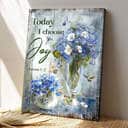 Bible Verse Hummingbird With Blue Flower Today I Choose Joy Canvas Print