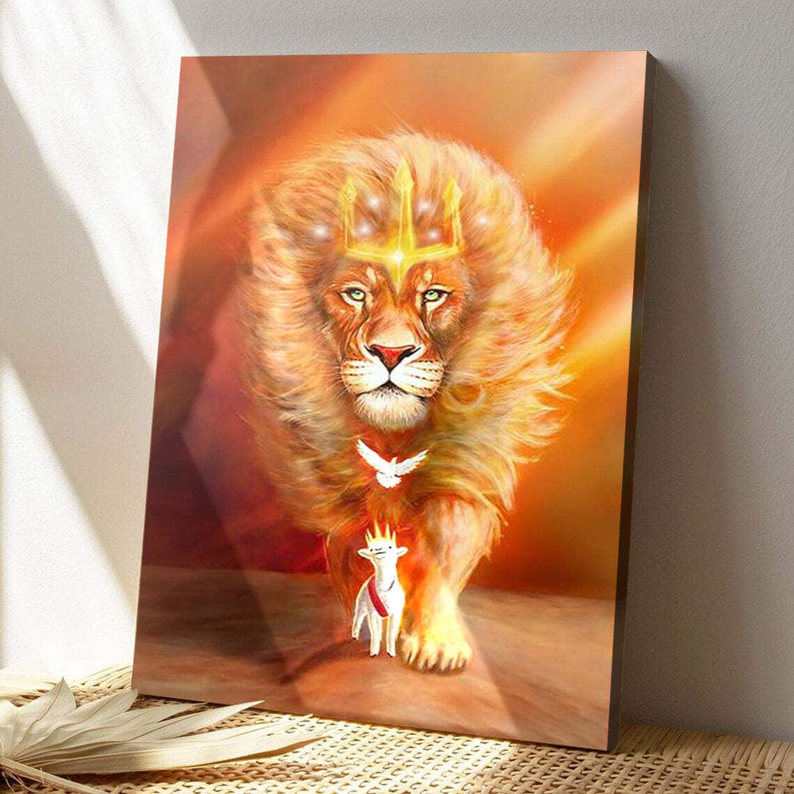 Bible Verse Jesus Lion And Sheep Christian Canvas Print