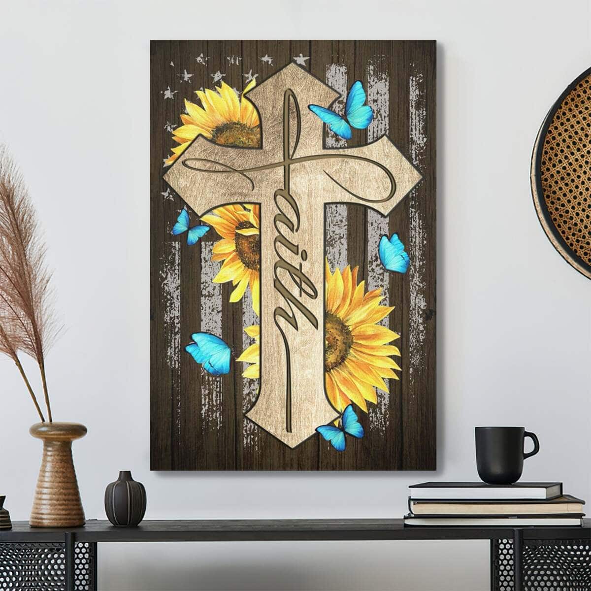 Bible Verse Faith Cross Butterfly Sunflower Faith Scripture Canvas Print Bible Verse Faith Cross Butterfly Sunflower Faith Scripture Canvas Print