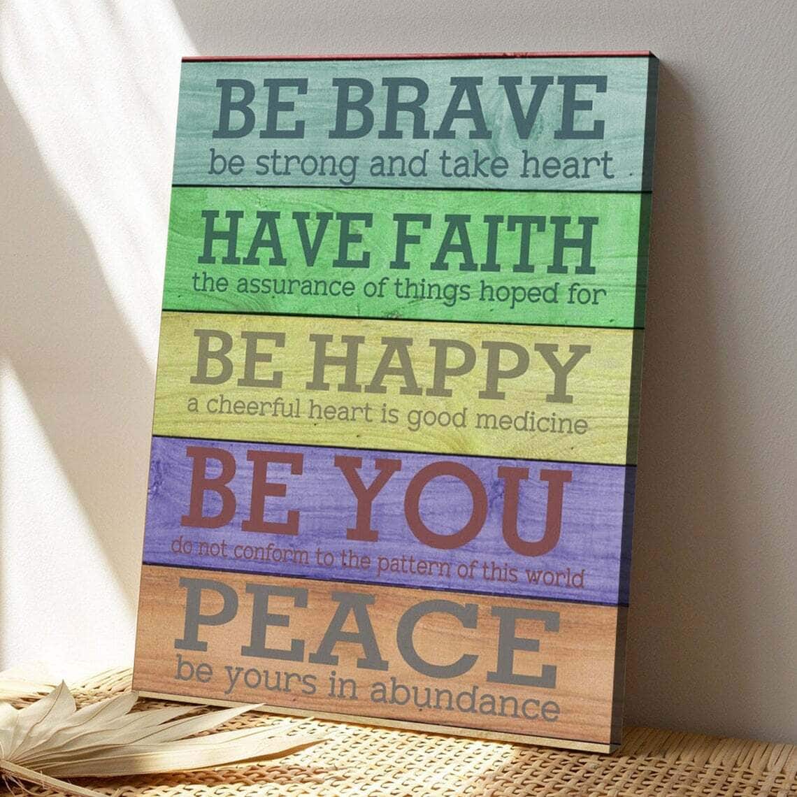 Bible Verse Be Brave Scripture Canvas Print - ChristianApparelStore