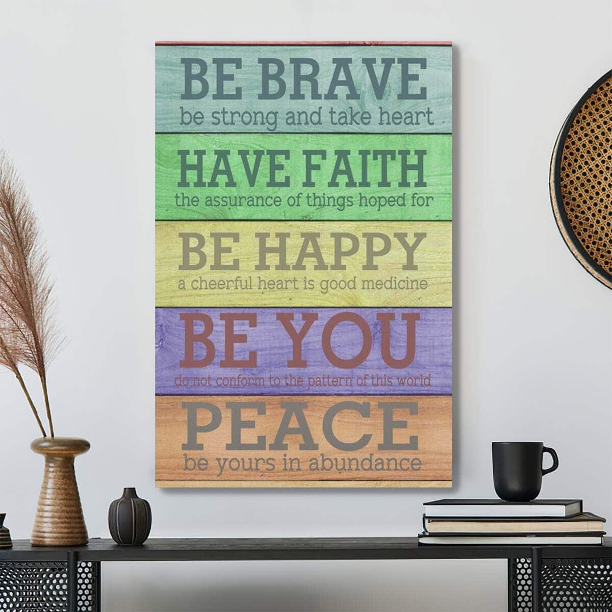 Bible Verse Be Brave Scripture Canvas Print - ChristianApparelStore