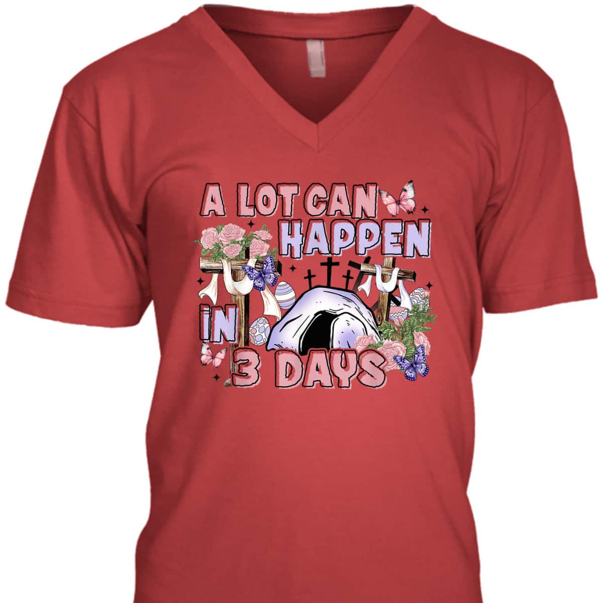 A Lot Can Happen In 3 Days Floral Cross Christian Easter Day T-Shirt A Lot Can Happen In 3 Days Floral Cross Christian Easter Day T-Shirt