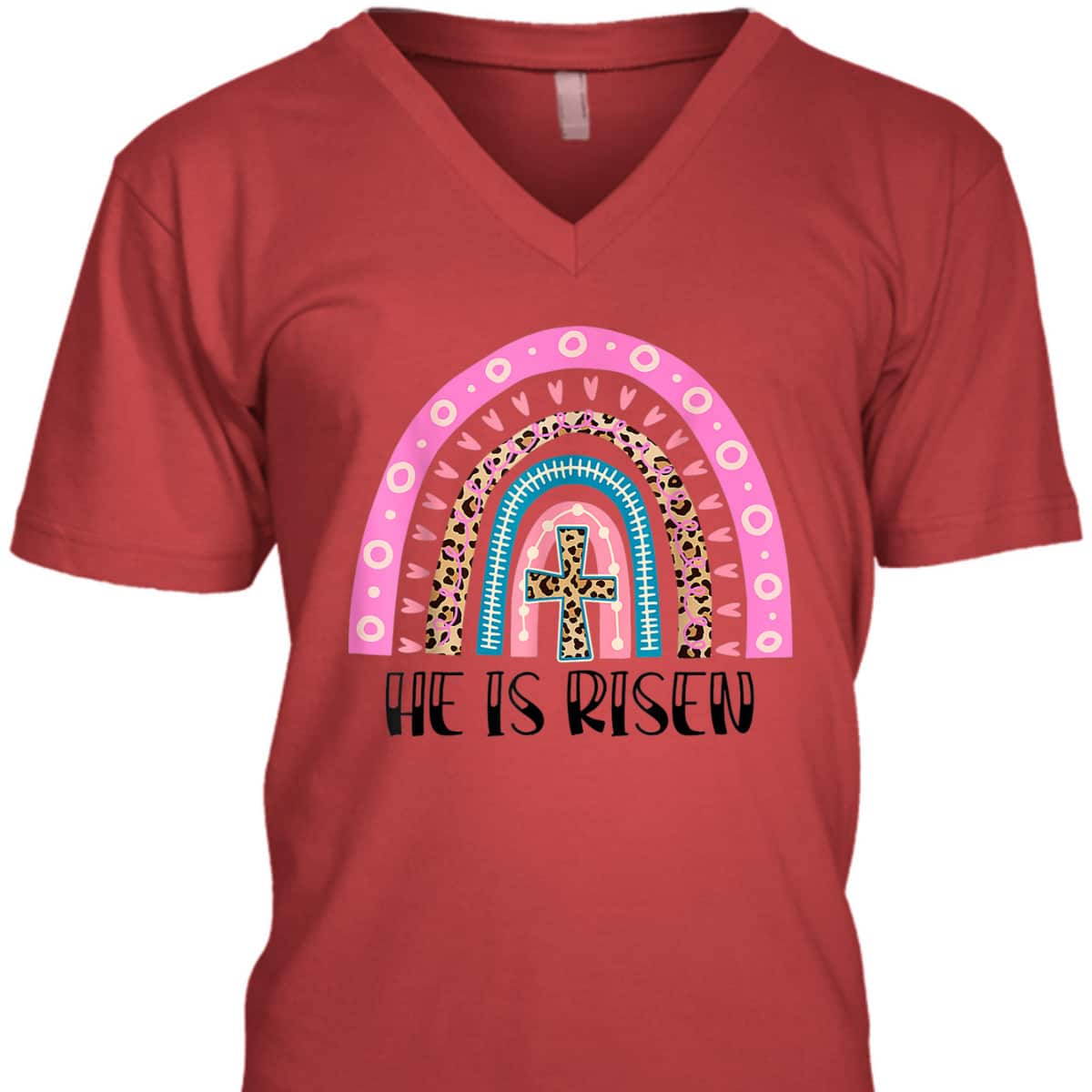 He Is Risen Christian Happy Easter Leopard Boho Rainbow T-Shirt He Is Risen Christian Happy Easter Leopard Boho Rainbow T-Shirt
