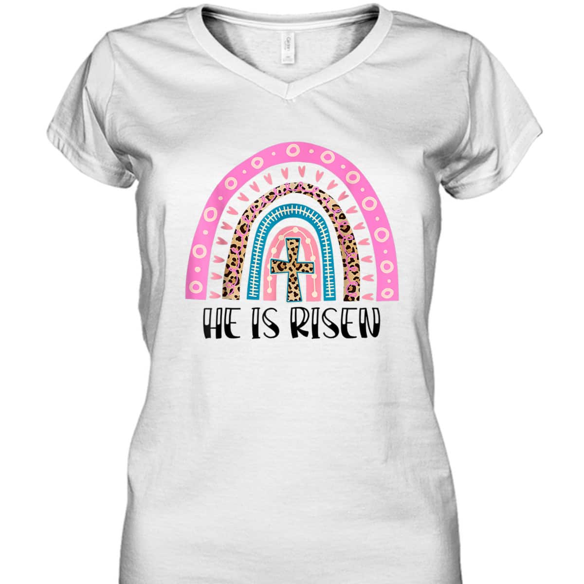He Is Risen Christian Happy Easter Leopard Boho Rainbow T-Shirt He Is Risen Christian Happy Easter Leopard Boho Rainbow T-Shirt
