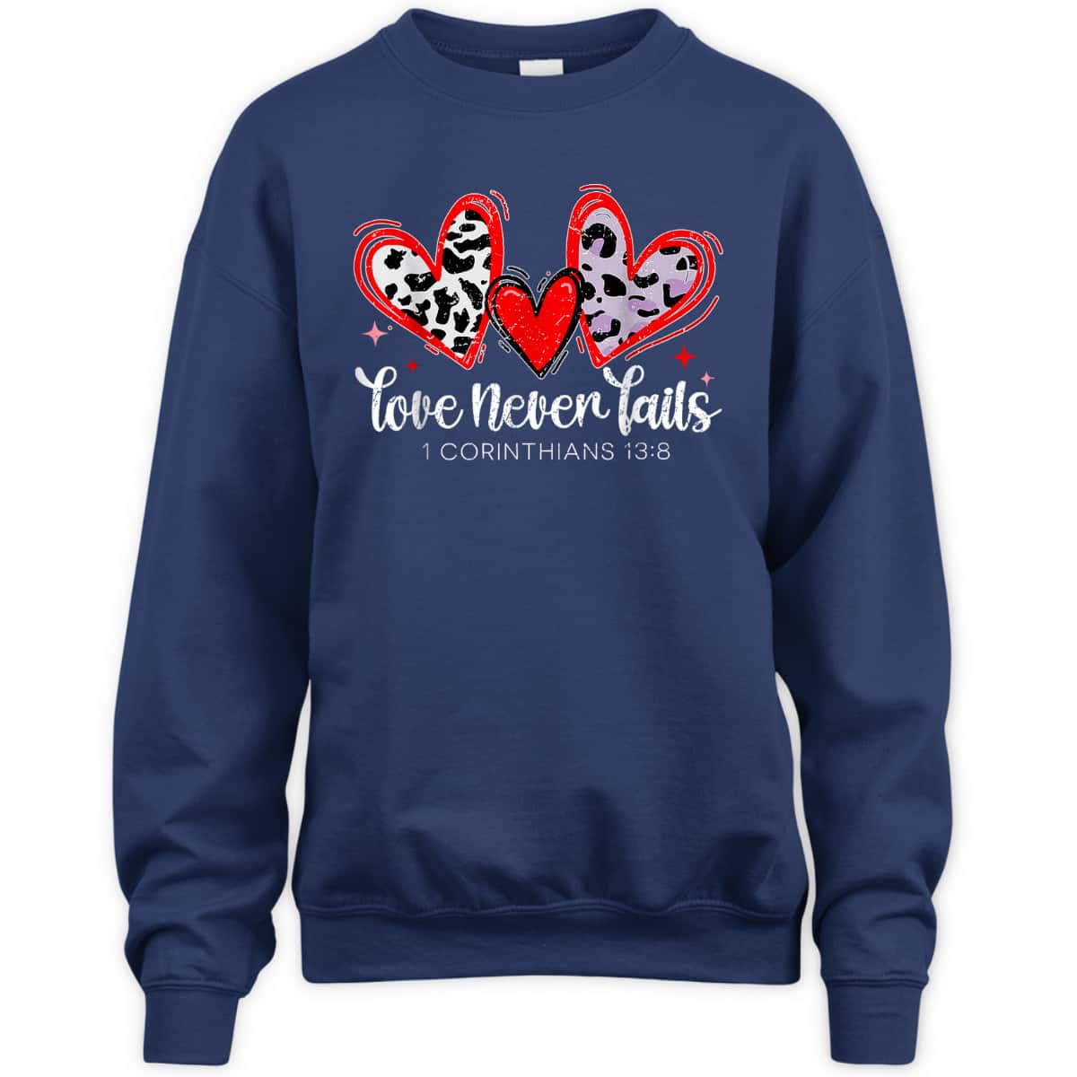 Leopard Heart Love Never Fails Christian Valentine's Day T-Shirt Leopard Heart Love Never Fails Christian Valentine's Day T-Shirt