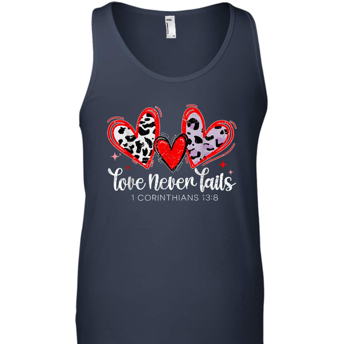 Leopard Heart Love Never Fails Christian Valentine's Day T-Shirt Leopard Heart Love Never Fails Christian Valentine's Day T-Shirt