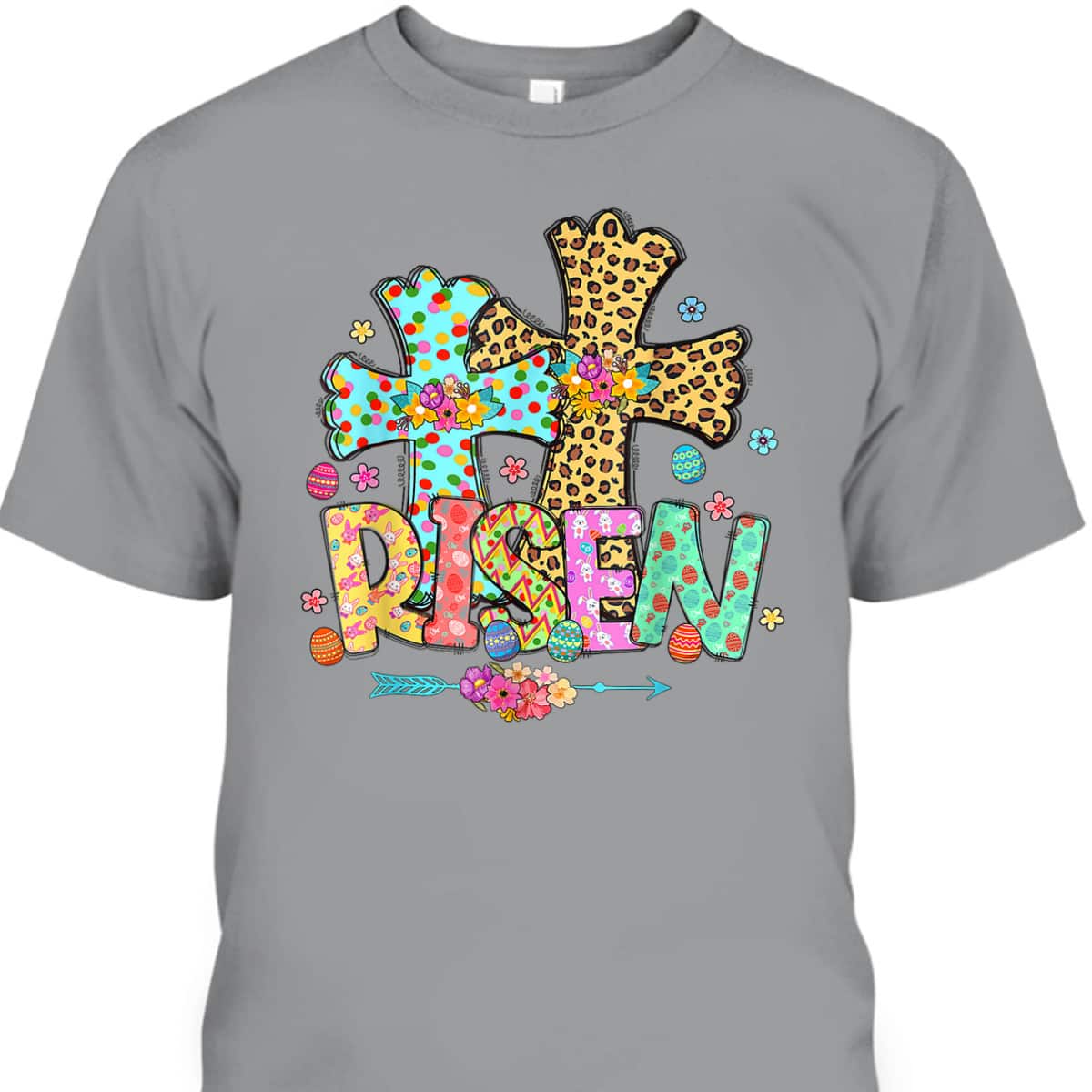 He Is Risen Matthew 28 6 Leopard Cross Christian Easter Day T-Shirt He Is Risen Matthew 28 6 Leopard Cross Christian Easter Day T-Shirt