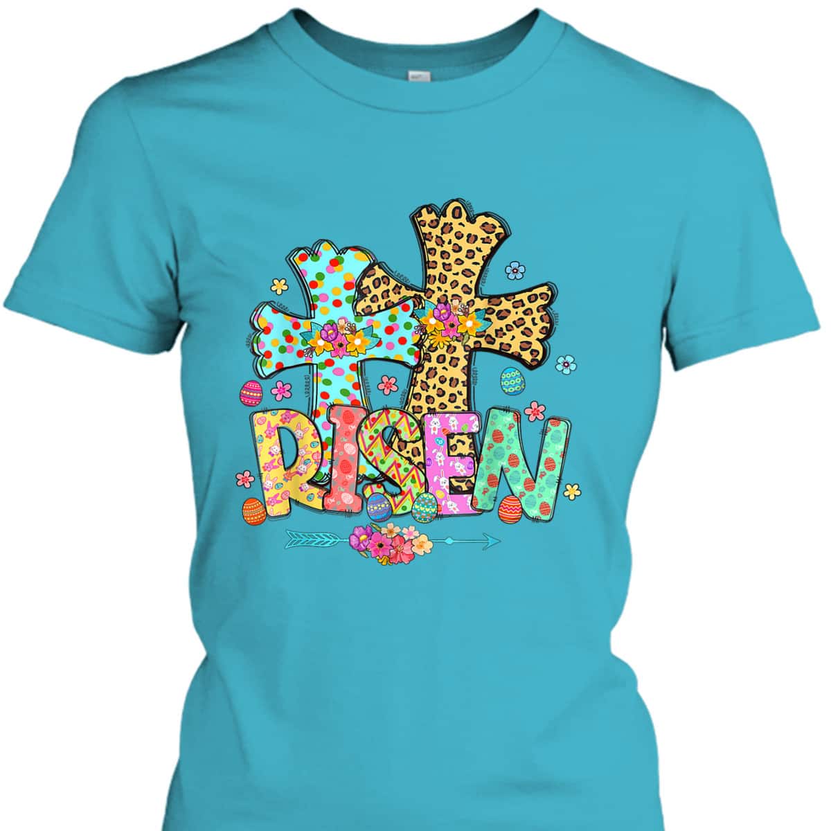 He Is Risen Matthew 28 6 Leopard Cross Christian Easter Day T-Shirt He Is Risen Matthew 28 6 Leopard Cross Christian Easter Day T-Shirt