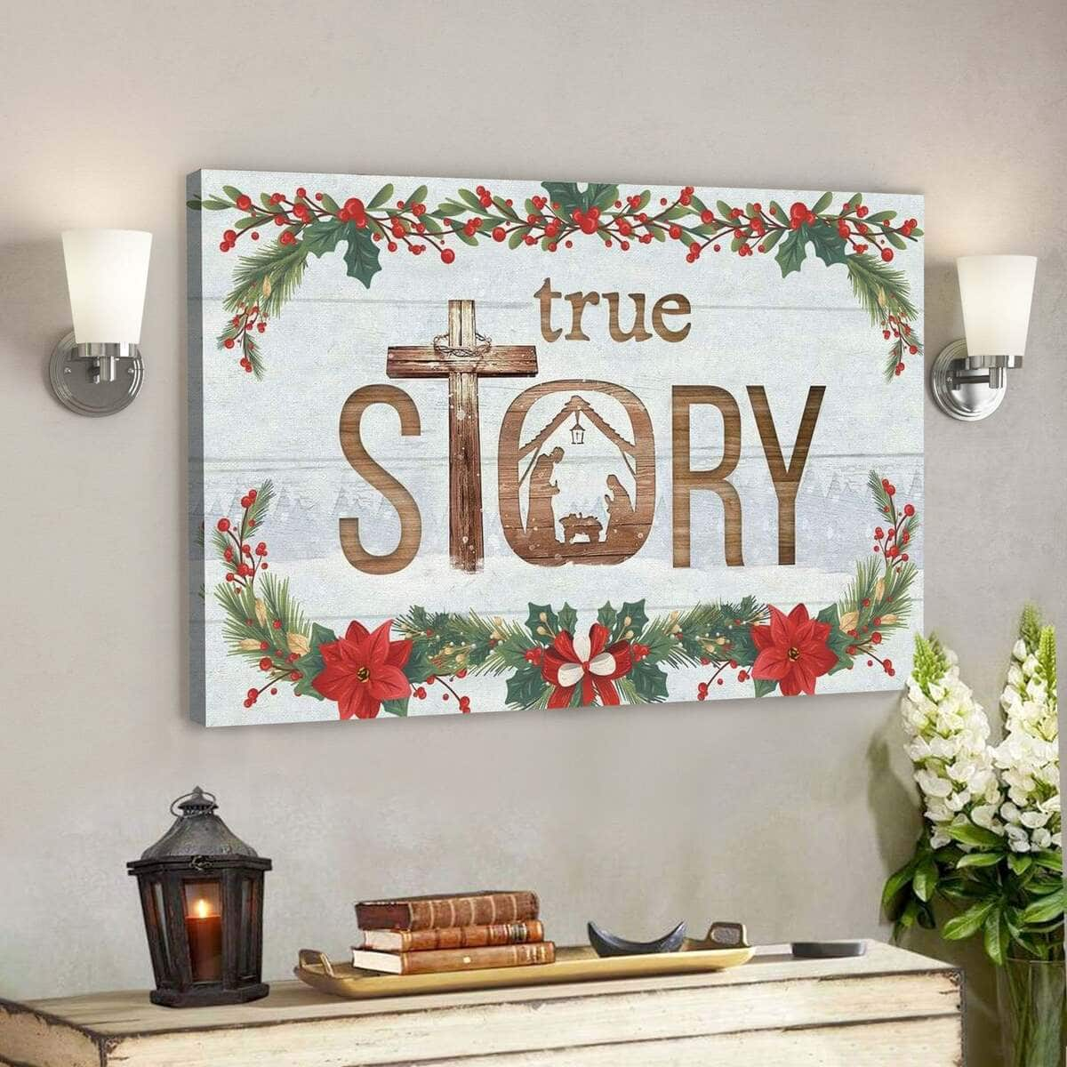 God Jesus True Story Jesus Born In A Manger Christmas Canvas Wall Art