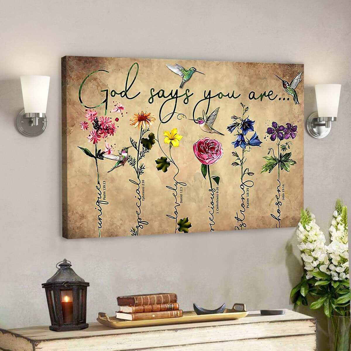 Jesus God God Says You Are Christian Bible Verse Canvas Wall Art