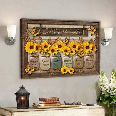 God Say You Are Sunflower Christian Scripture Canvas Wall Art