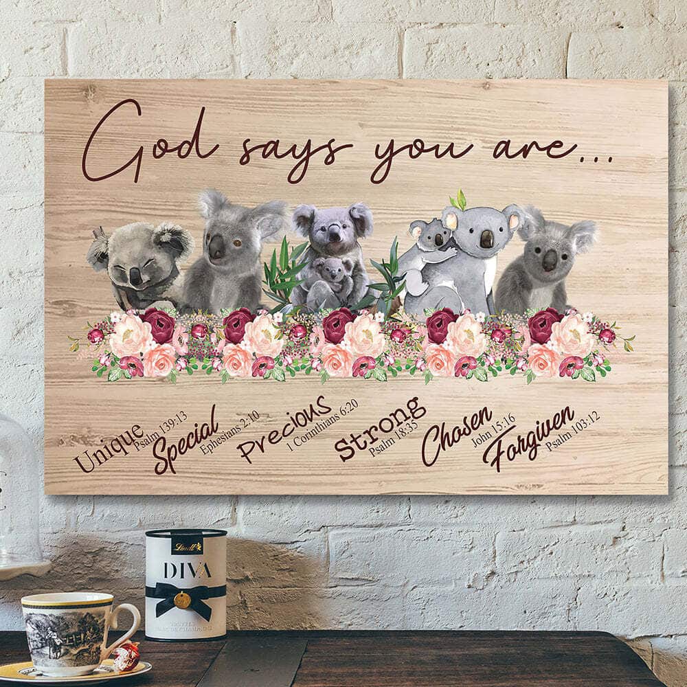 Bible Verse Christian Jesus God Say You Are Flower Canvas Wall Art