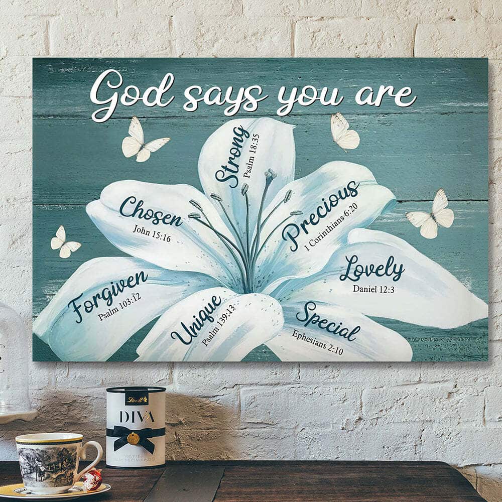God Bible Verse Scripture God Says You Are Strong Canvas Wall Art