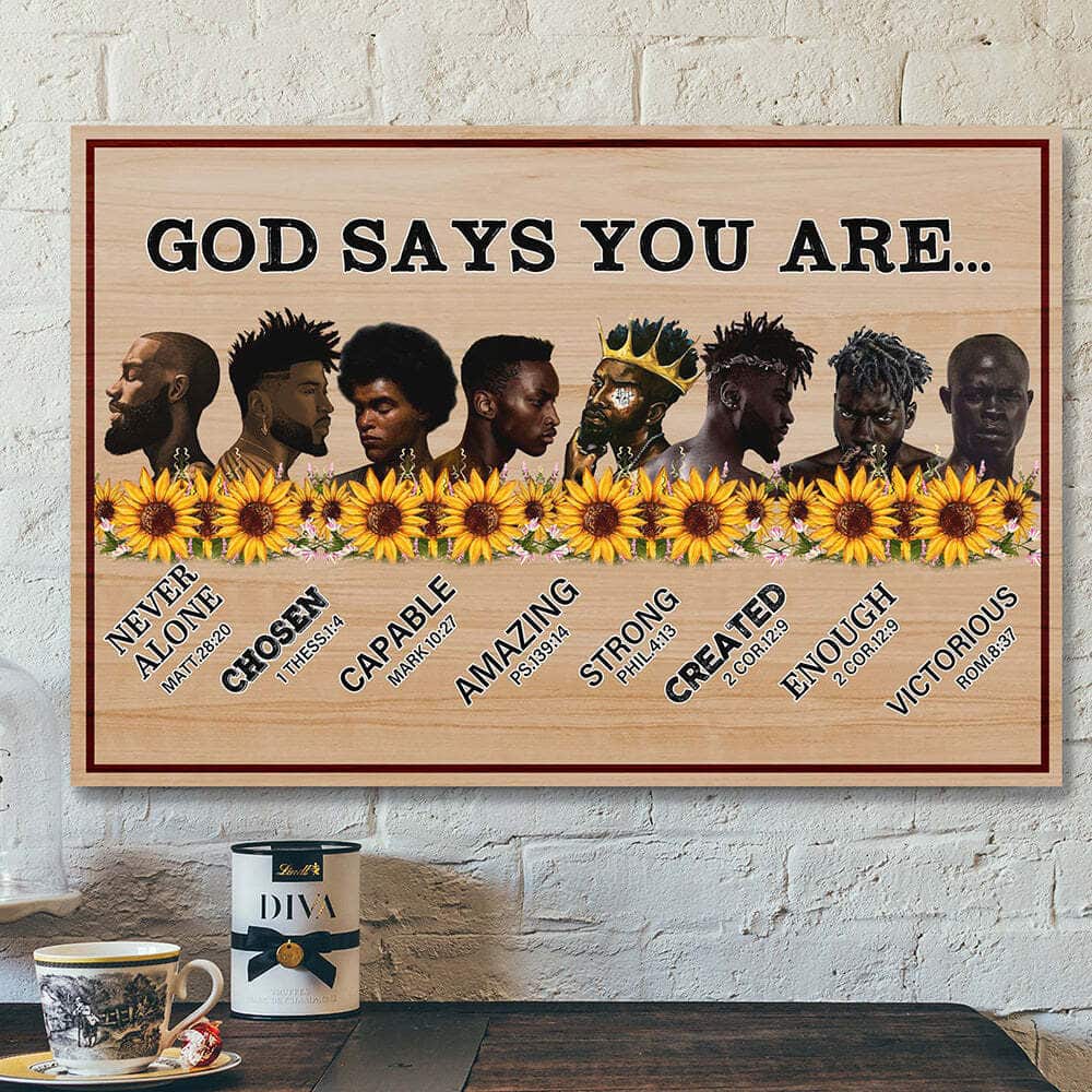 God Bible Verse Christian God Says You Are African American Canvas Wall Art