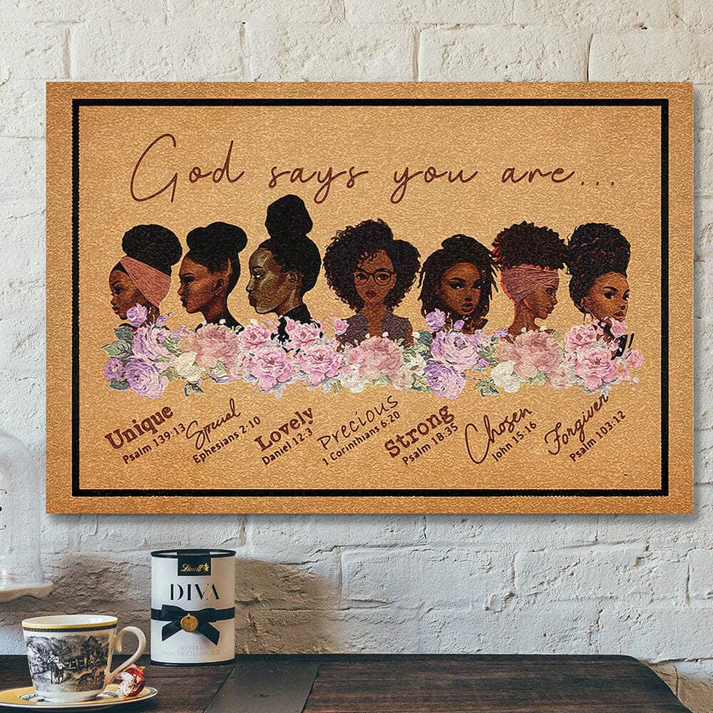Jesus Bible Verse God Says You Are Unique Special Lovely Precious Strong Chosen Forgiven Canvas Wall Art