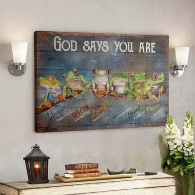 Bible Verse Frog God Says You Are Christian Canvas Wall Art