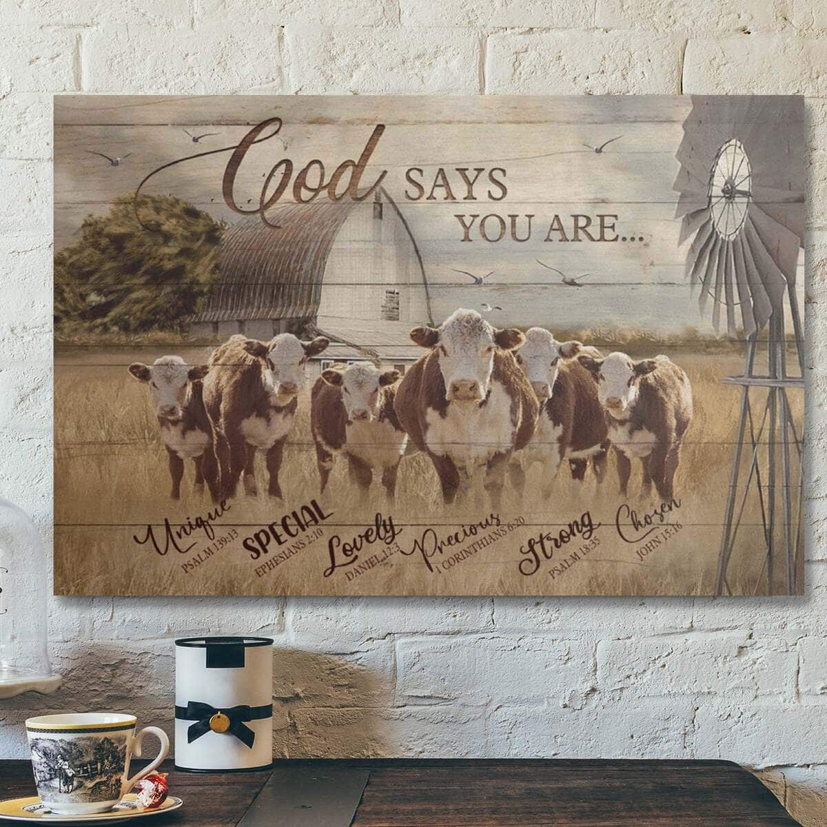 Bible Verse Cows God Says You Are Canvas Wall Art