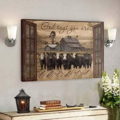 Cow God Christian Says You Are Bible Verse Canvas Wall Art