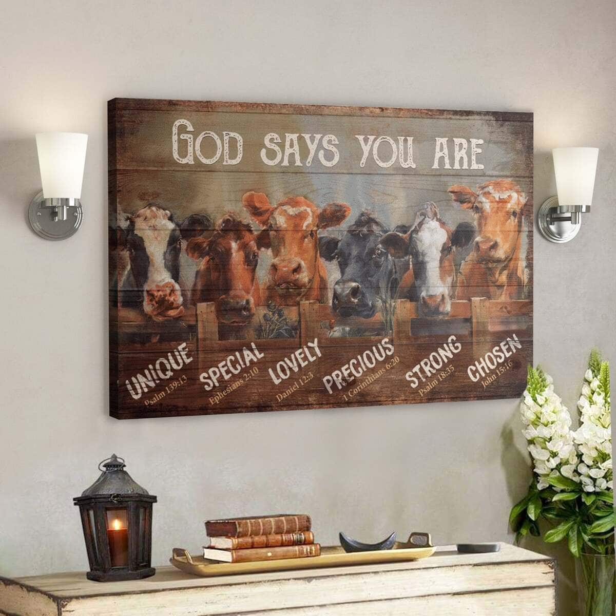 Bible Verse Cow God Says You Are Christian Canvas Wall Art Bible Verse Cow God Says You Are Christian Canvas Wall Art