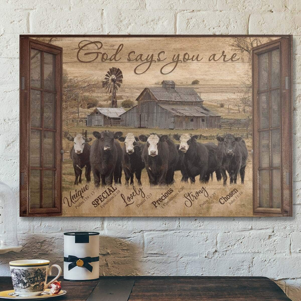 Cow God Christian Says You Are Bible Verse Canvas Wall Art Cow God Christian Says You Are Bible Verse Canvas Wall Art
