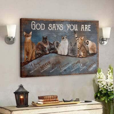 Bible Verse Cat God Say You Are Amazing Canvas Wall Art