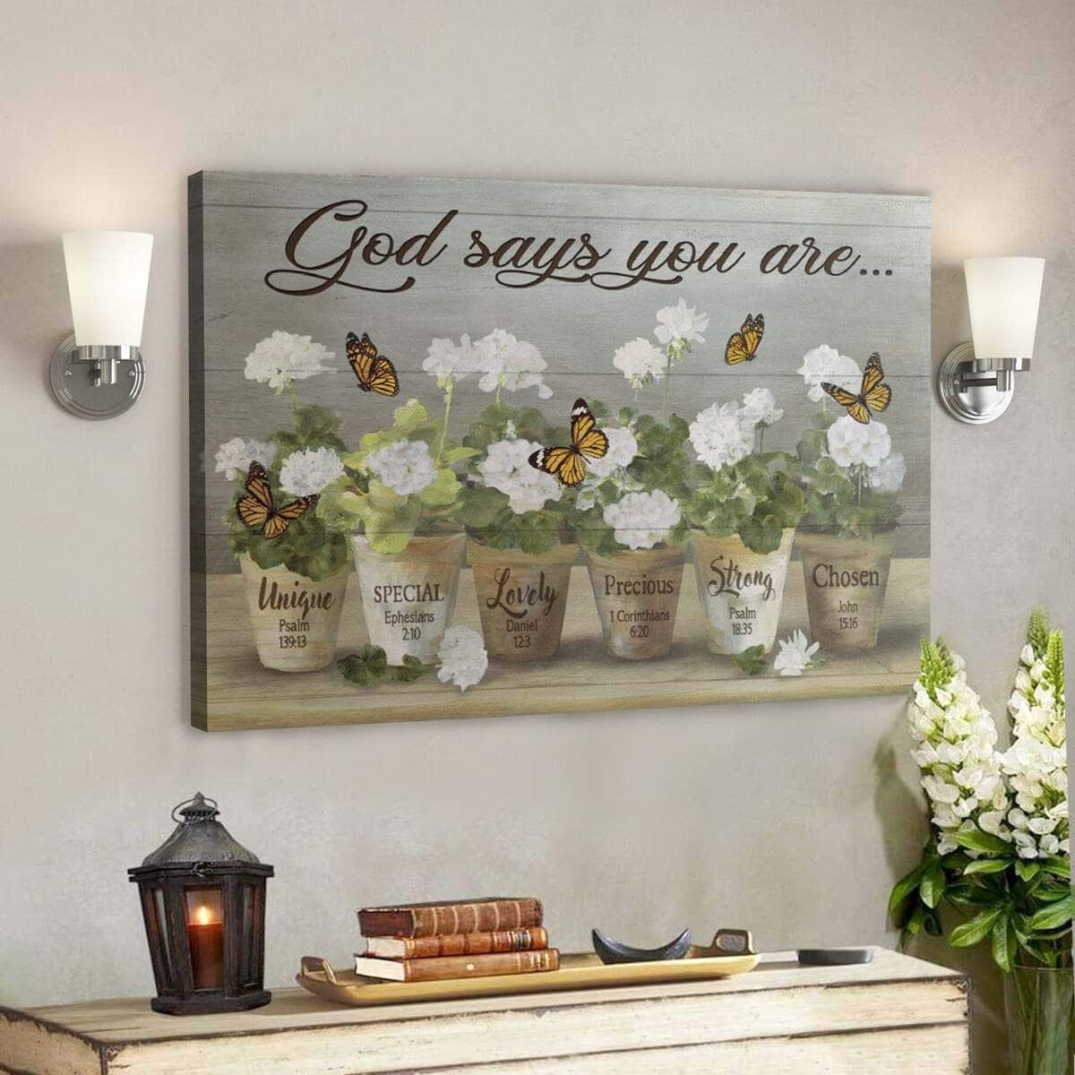 Bible Verse Beautiful Flower And Butterfly God Says You Are Canvas Wall Art Bible Verse Beautiful Flower And Butterfly God Says You Are Canvas Wall Art