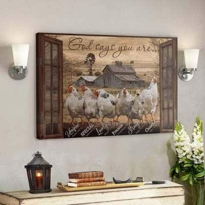 Bible Verse Amazing Chicken God Says You Are Canvas Wall Art