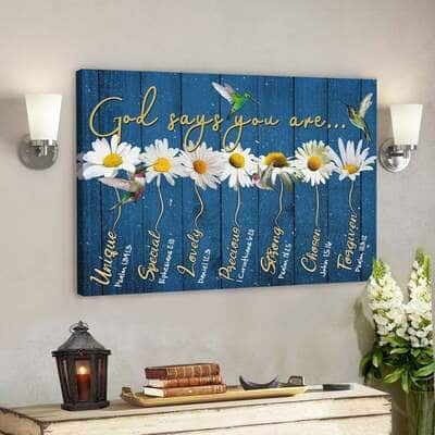 Bible Verse God Says You Are Scripture Canvas Wall Art
