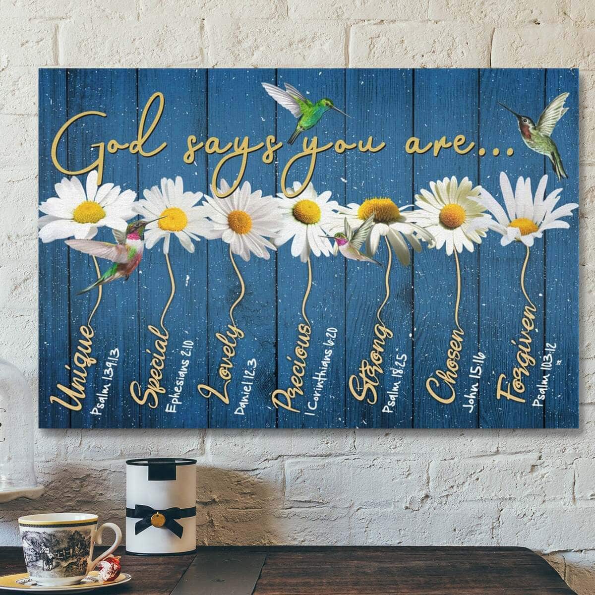 Bible Verse God Says You Are Scripture Canvas Wall Art