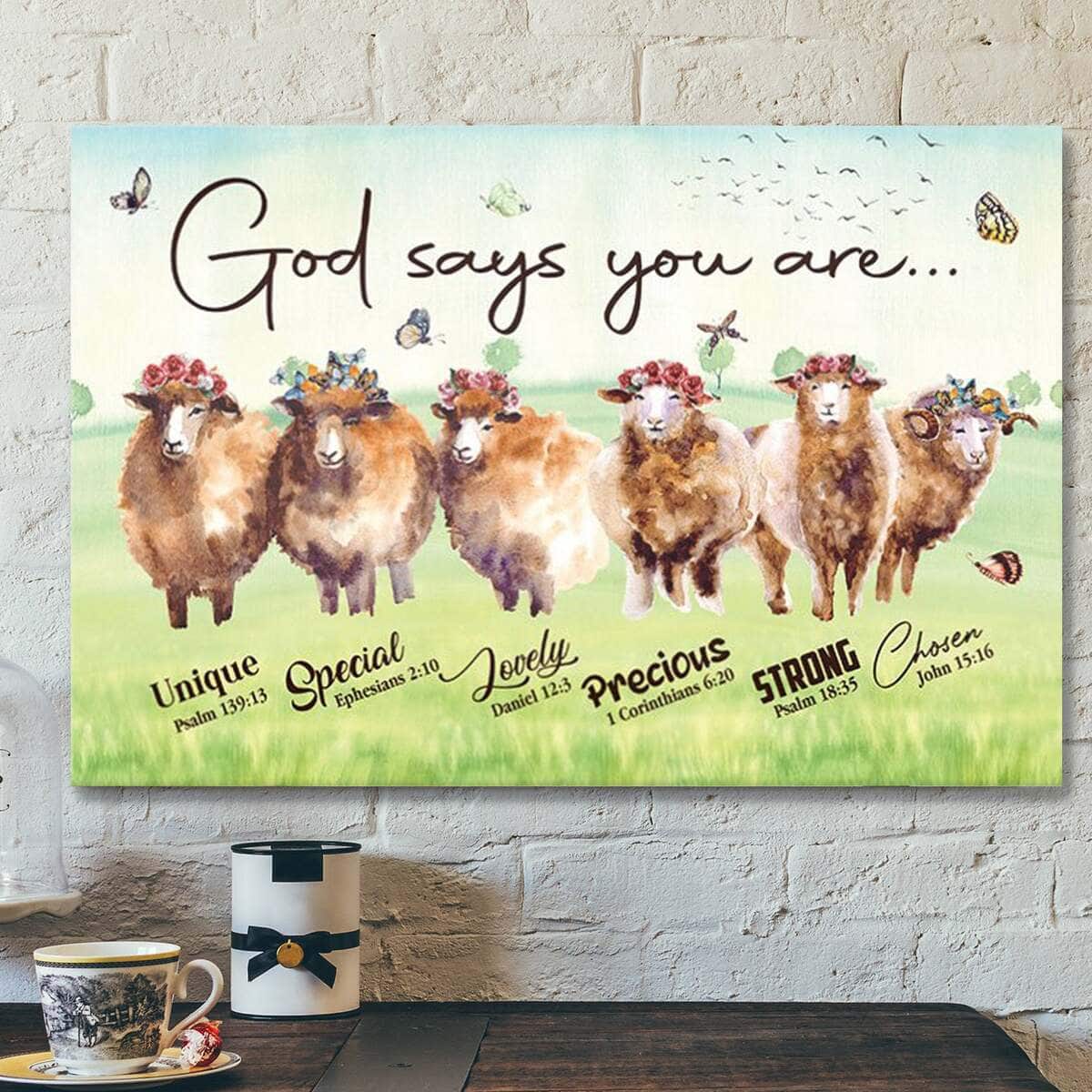 God Bible Verse God Says You Are Chosen Lovely Lamb Scripture Canvas Wall Art